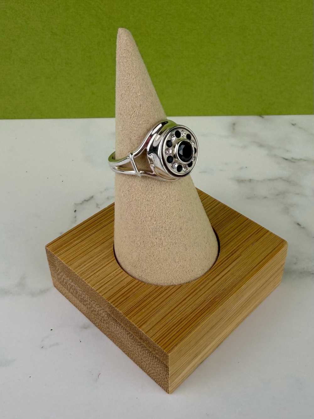 Kameleon 925 Sterling Silver Black Onyx JewelPop Ring - Size 7 - Picture 2 of 4
